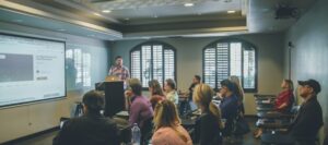 Professional training session in a modern classroom setting