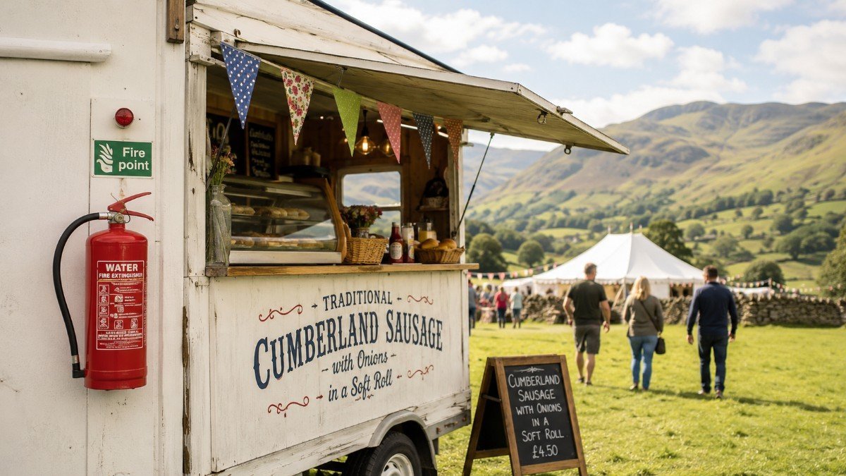 Stewards and fire marshals on duty at an outdoor event in Cumbria
